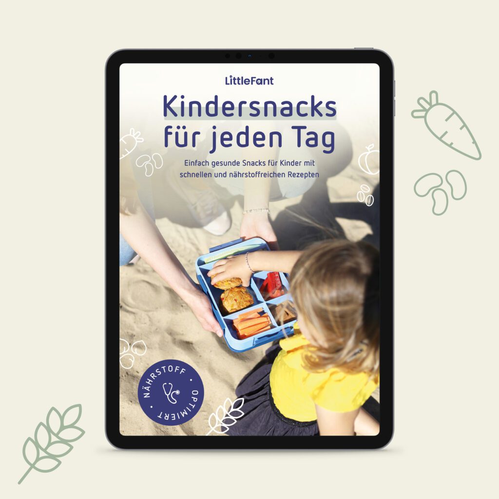titelbild des ebooks kindersnacks für jeden tag - einfach gesunde snacks für kinder mit schnellen und nährstoffreichen rezepten